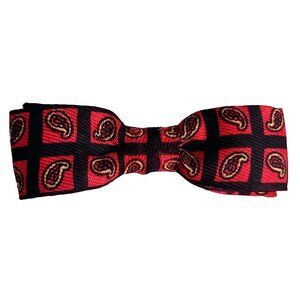 ROYAL Vintage Kids Bow Tie ~ Clip-On ~ Red/Black Paisley